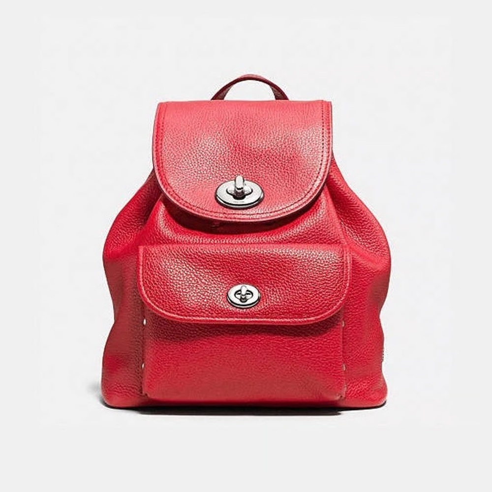 ‼️Vintage Coach Mini Turnlock Rucksack Red Leather Backpack